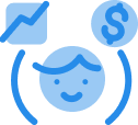 Icon with face and graph